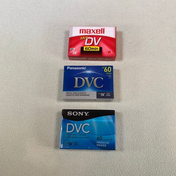 Lot of 3 mini dv blank cassette tapes 60 min Sony Maxell Panasonic - Picture 2 of 3